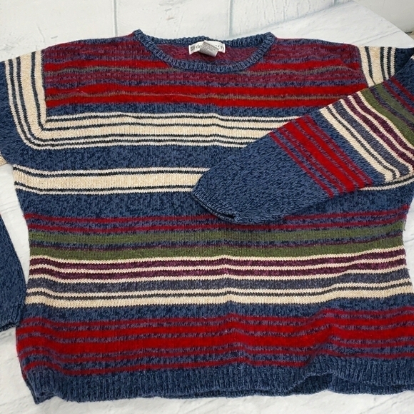 Dressbarn Striped Cotton&Ramie L Crew Sweater VGUC - Picture 2 of 10